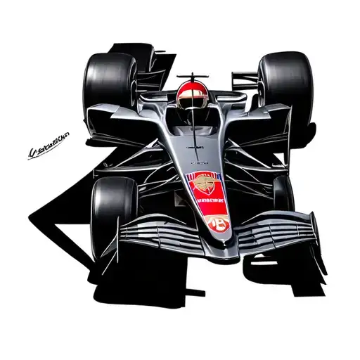 F1 car with arsenal canon logo tattoo design idea