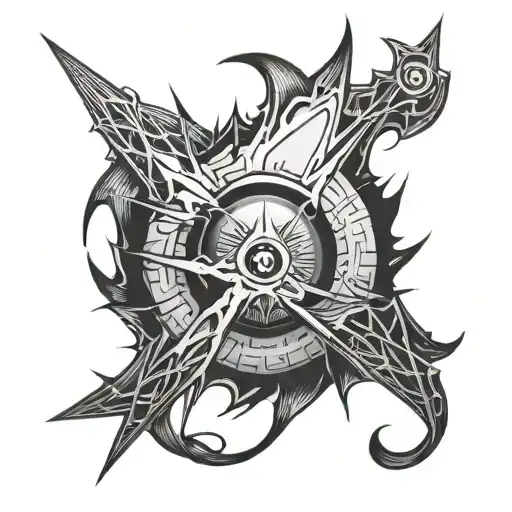 Berserk curse sign combined with Sasuke's sharingan eye tattoo design idea