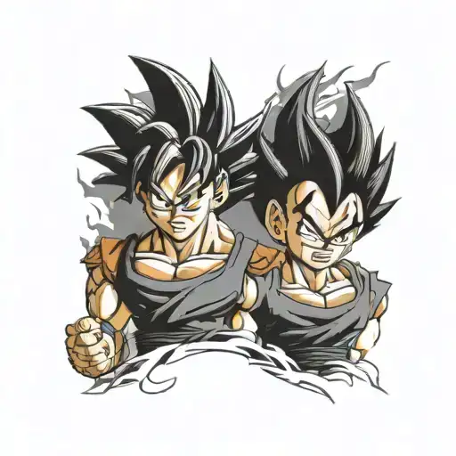 son goku and vegeta together tattoo design idea