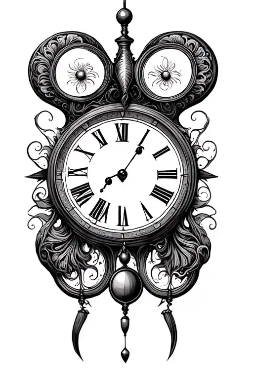 1 kidney pendulum clock tattoo design idea