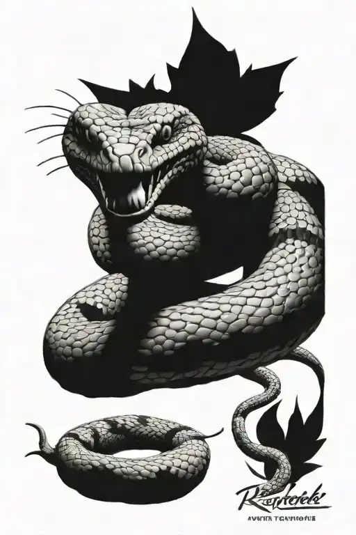 - create a VERY realistic tattoo design of a coiled timber rattlesnake. - the tattoo will be wrapped 360 degrees around tattoo design idea