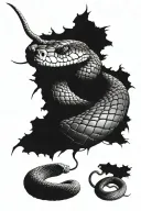 - create a VERY realistic tattoo design of a coiled timber rattlesnake. - the tattoo will be wrapped 360 degrees around tattoo design idea