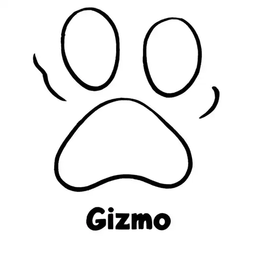 dog paw with Yorkie silhouette  name Gizmo below  tattoo design idea