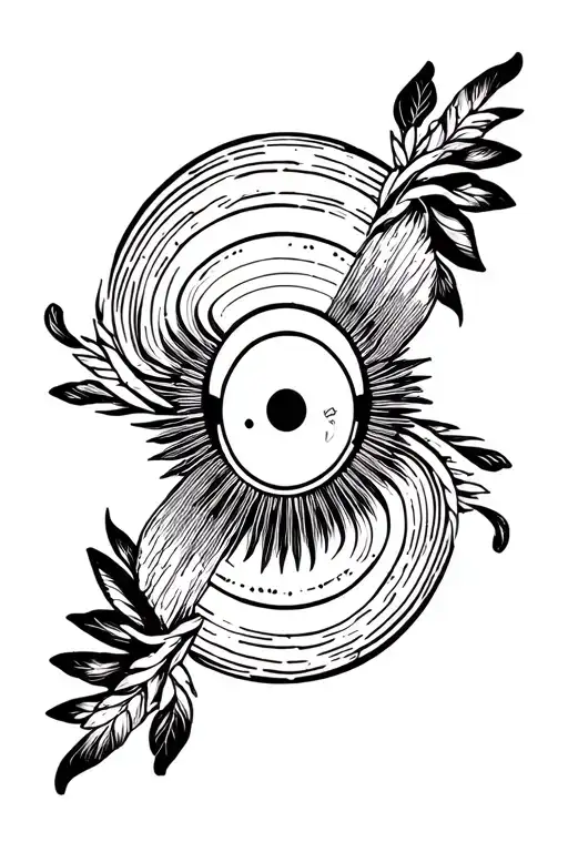 American traditional vinyl record tattoo design idea