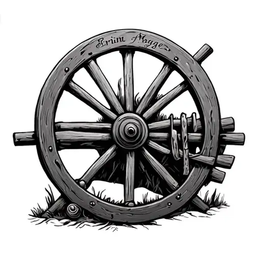 Erin Maggie Charlie and Boyer as the spokes of a wagon wheel tattoo design idea