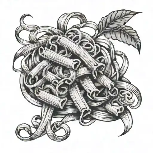 Pasta noodles tattoo design idea