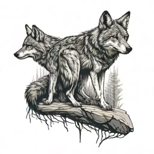dead coyotes tattoo design idea