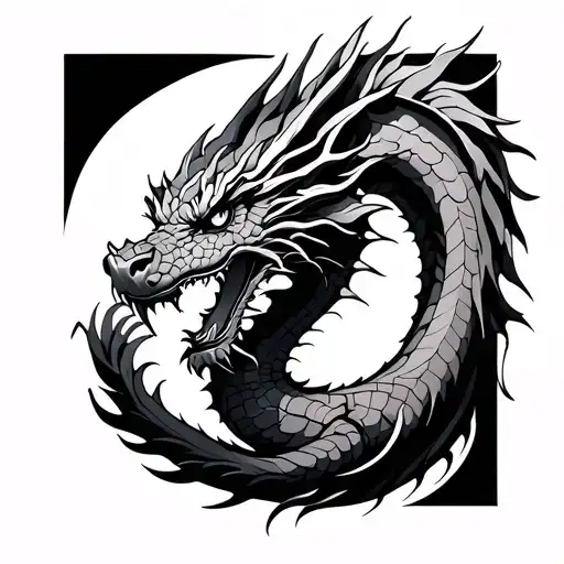 Fine Line Dragon tattoo design idea