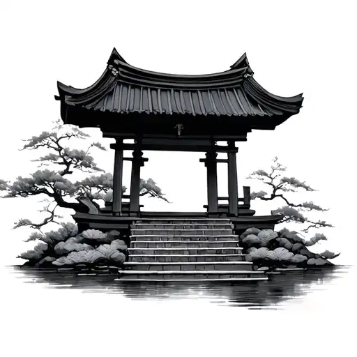 Japanese Shrine tattoo design idea