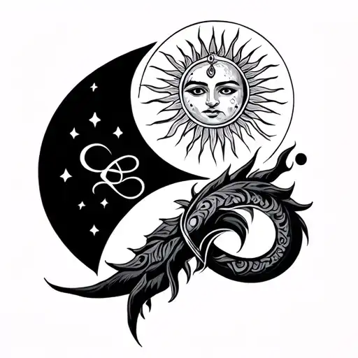 Trishul + Mor Pankh + Moon + Sun + Infinity combined for men tattoo design idea