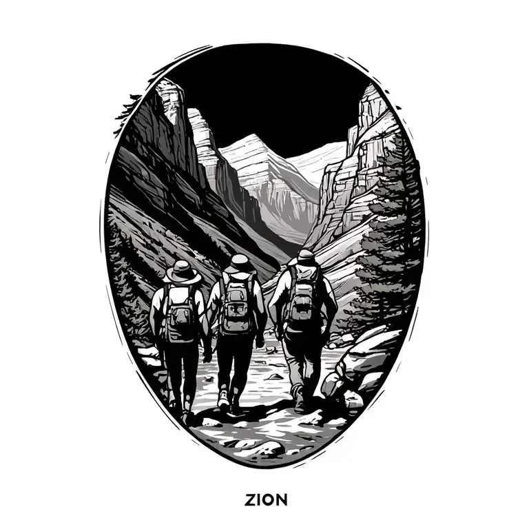 Zion national park narrows hike 8 friends hiking tattoo design idea
