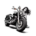 a girl looking to harley davidson and hoping to buy it tattoo design idea