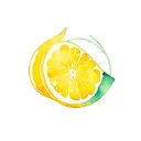 lemon in the form of a line on an intertwined yellow and green ellipse tattoo design idea