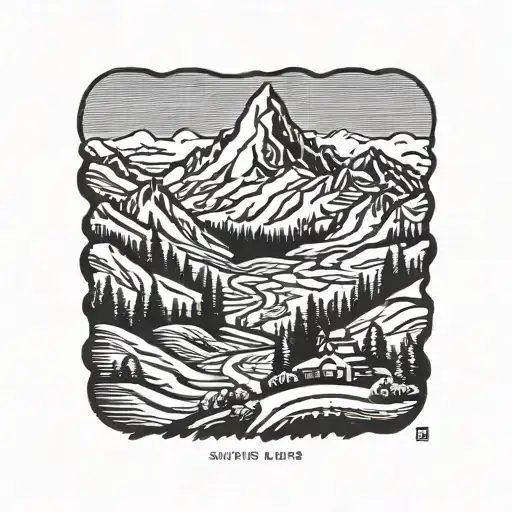 swiss alps scene tattoo design idea