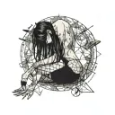 bend over,slim thick goth girl,emo, nude,sexy,lingerie,introverted,,long black hair, naked,fishnet,skirt,big butt,nails tattoo design idea