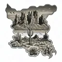 Superstition Mountains Silouhettr tattoo design idea