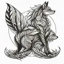 nine tailed foxes tattoo design idea