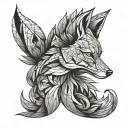 nine tailed foxes tattoo design idea