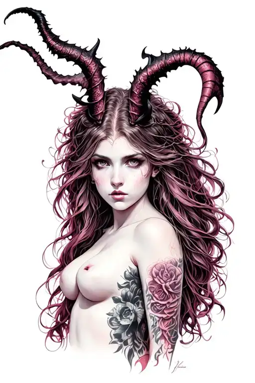 lilith demon girl nude tattoo design idea