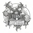 quote "storms don't last forever" written tattoo design idea