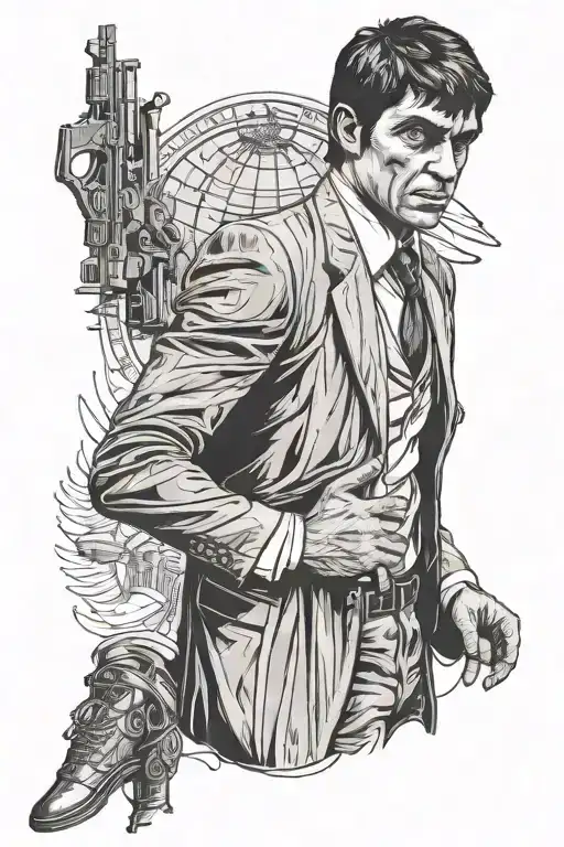 world is yours Scarface statue tattoo design idea