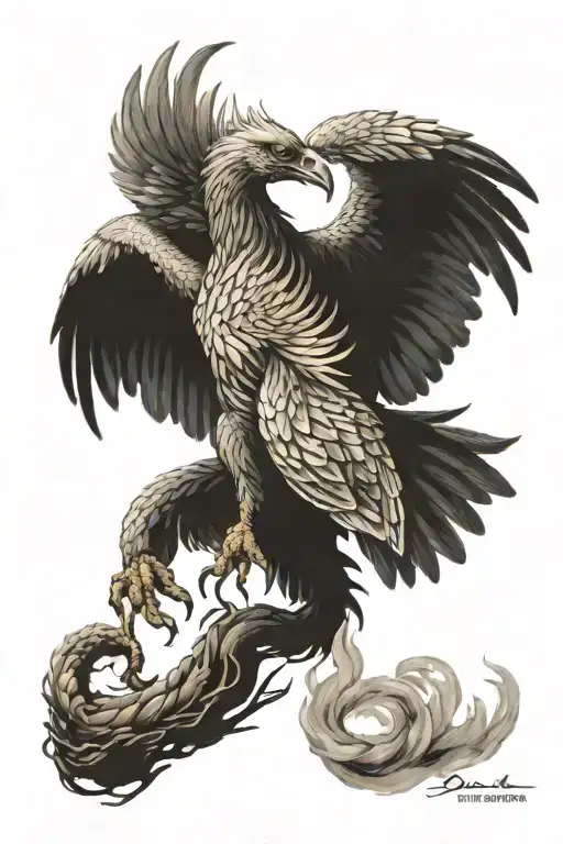 Scorpion Eagle Phoenix rising from ashes tattoo design idea