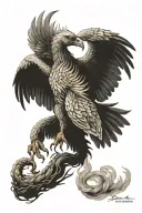 Scorpion Eagle Phoenix rising from ashes tattoo design idea