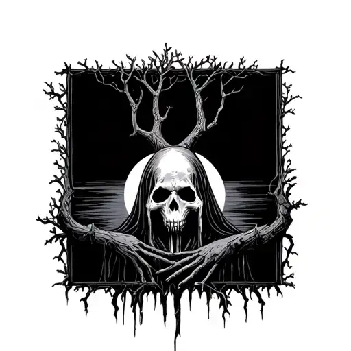 weeping tree and the reaper tattoo design idea