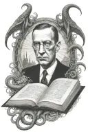 H.P. Lovecraft read book tattoo design idea