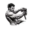 Cesar throwing a pair tattoo design idea