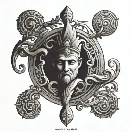 Greek god symbol in alchemy tattoo design idea