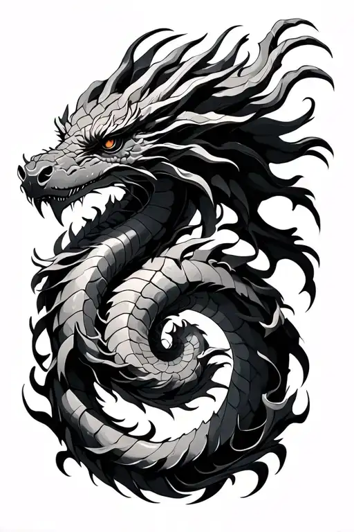 spiral dragon wrapped tattoo design idea