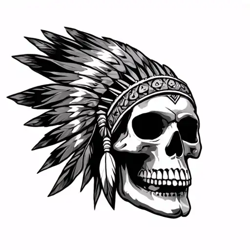Native American Skull tattoo design idea