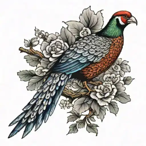 Hunting A Pheasant tattoo design idea