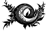 Webbing, lace choker tattoo, crescent moon, negative space  tattoo design idea