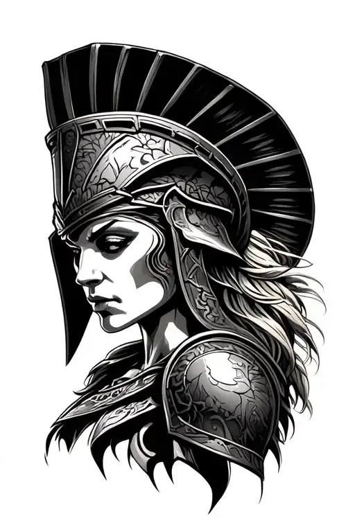 ares statue as a female spartan tattoo design idea