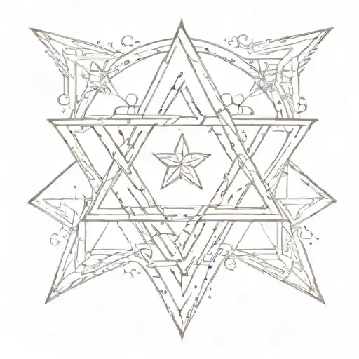 soul mates celestial heart crown diamond star of David tattoo design idea