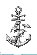 anchor with 3 turtles swimming in the water tattoo design idea