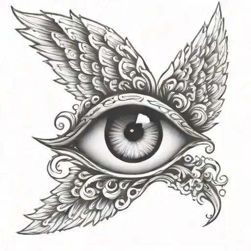 angels eye surrounded tattoo design idea