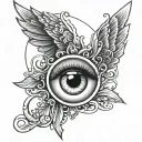 angels eye surrounded tattoo design idea
