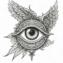 angels eye surrounded tattoo design idea