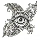 angels eye surrounded tattoo design idea