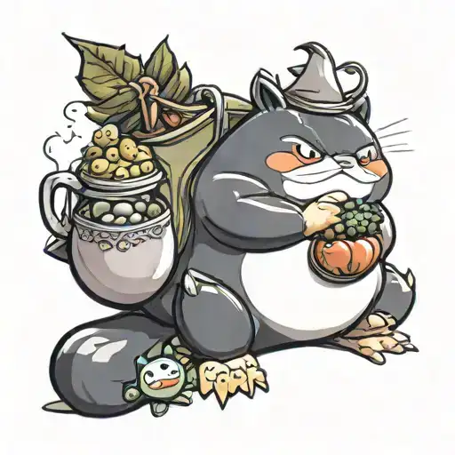 Snorlax with fruits and a magic potion from Asterix tattoo design idea