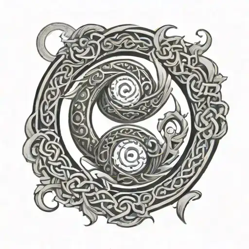 - Energy circle Alchemy - Ouroboros - Yin and yang - Celtic tattoo design idea