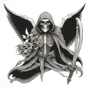 grim reaper with wings spread tattoo design idea