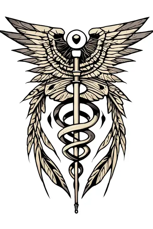 Native American caduceus symbol tattoo design idea
