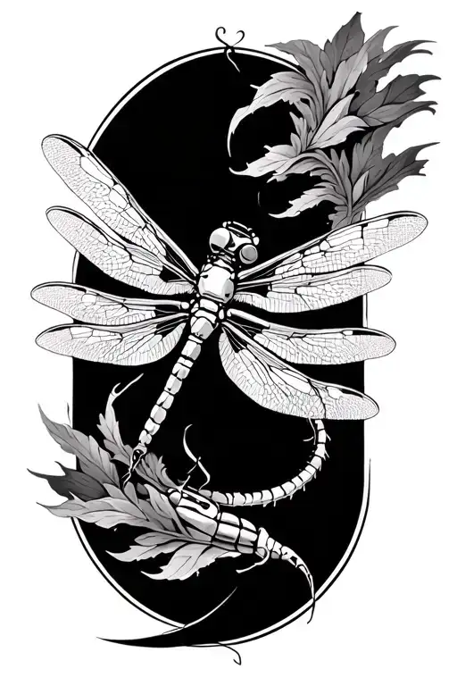mechanical dragonfly landing tattoo design idea