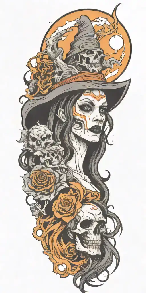 demonic witch alter tattoo design idea