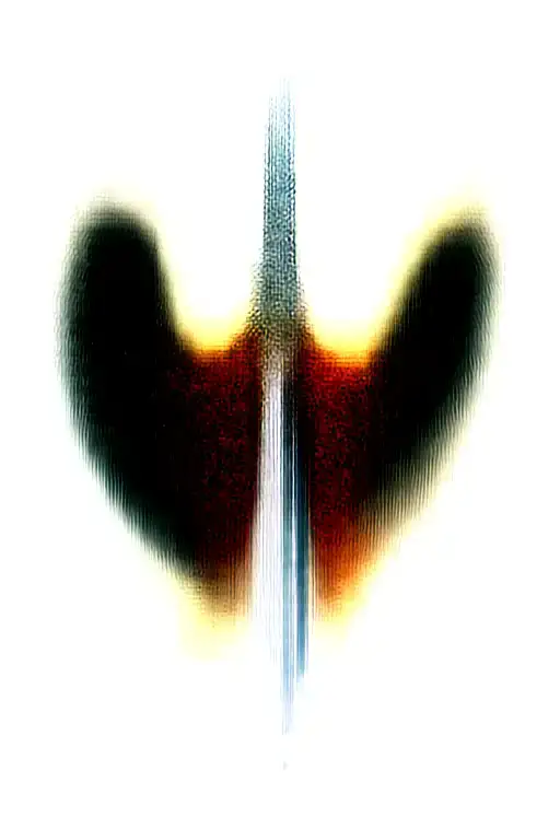 angel wings behind a sword, roses tattoo design idea