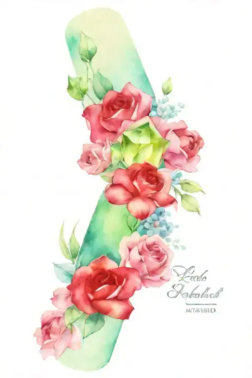 left arm sleeve tattoo with these birthstones: Ruby, Peridot, Tourmaline, Aquamarine tattoo design idea